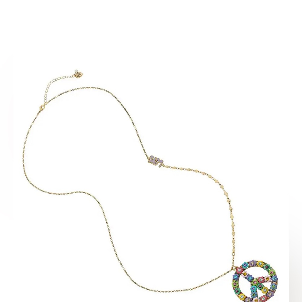 Betsey Johnson LOVE Peace Sign Long Pendant Necklace
